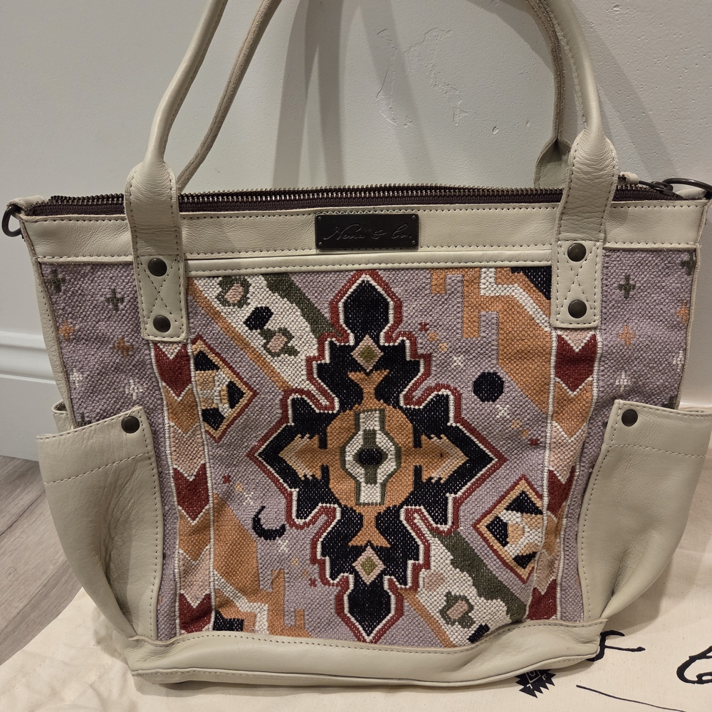 Stylish Cream and Multicolor Tote Bag